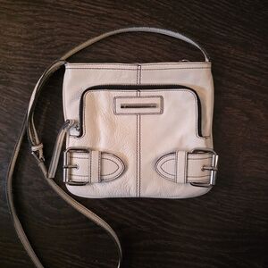 FRANCO SARTO 100% Leather Crossbody Bag with Buckle Accents